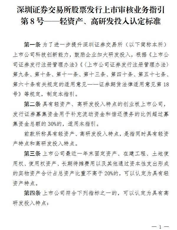 上海杠杆配资2025年 深交所明确创业板“轻资产、高研发投入”认定标准